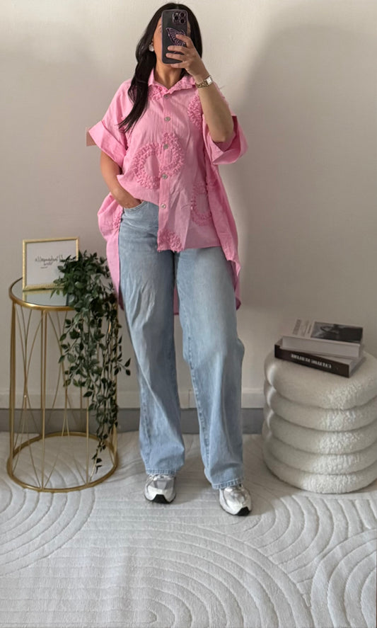 Chemise à motif rose