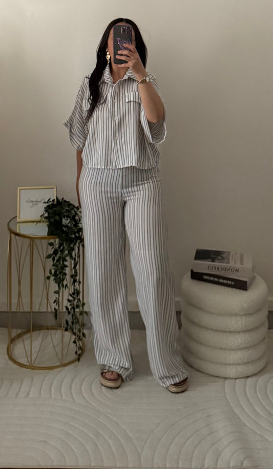 Ensemble à rayures blanc