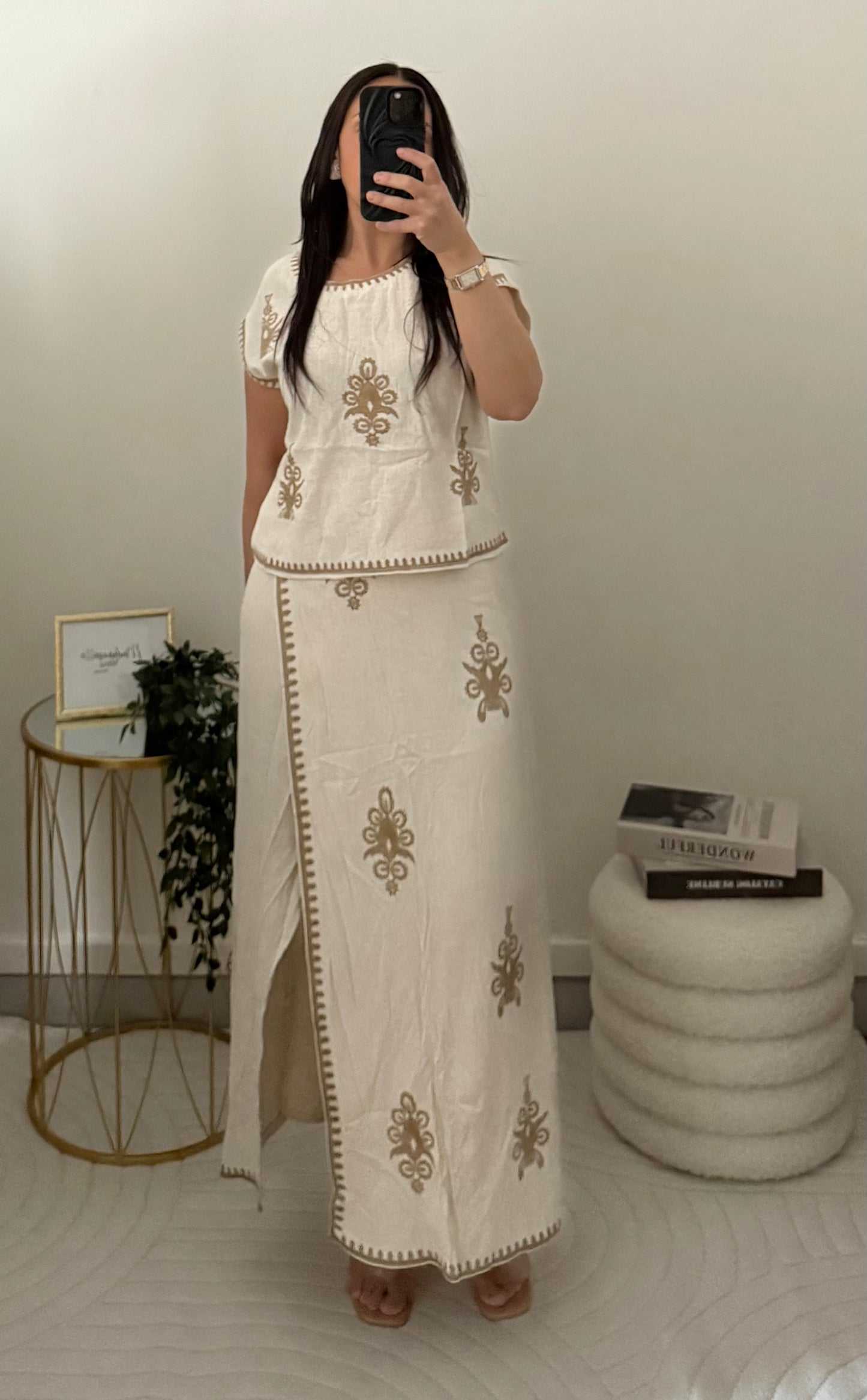 Ensemble lin beige
