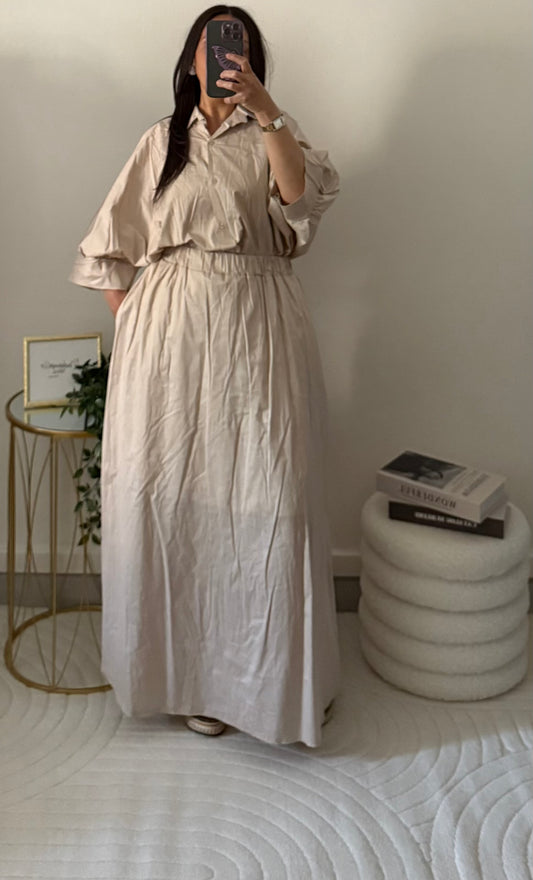 Ensemble chemise jupe beige