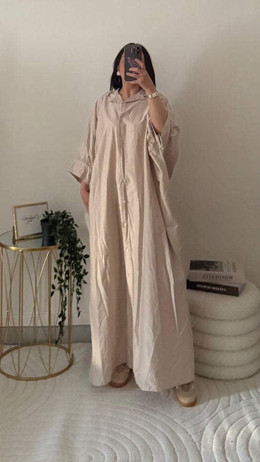 Robe chemise large beige