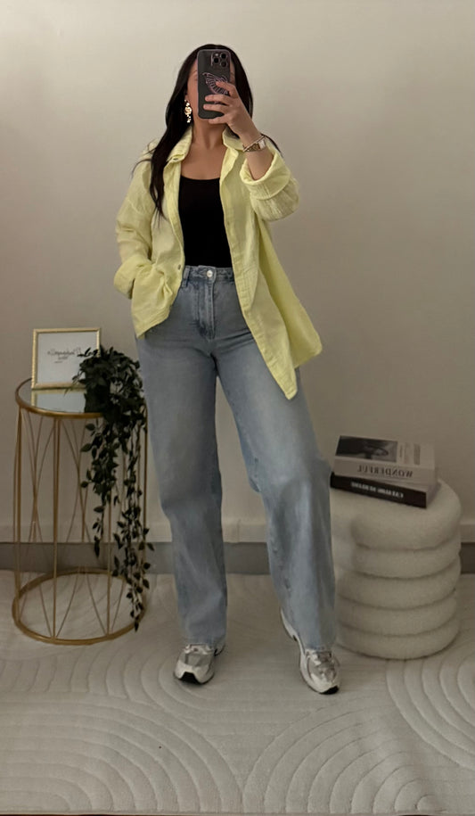 Chemise gaz de coton jaune