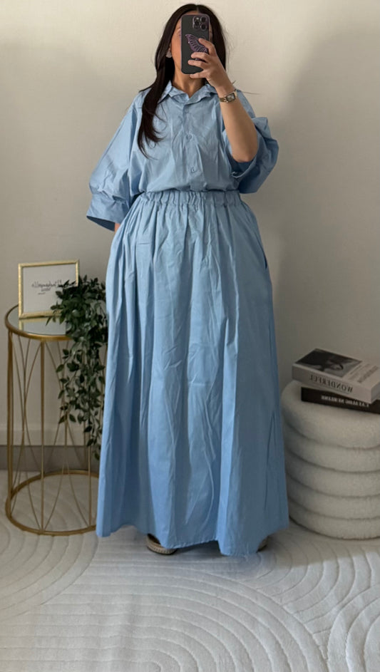 Ensemble chemise jupe bleu