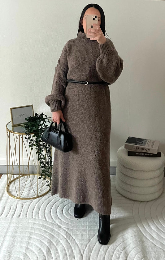 Robe pull taupe