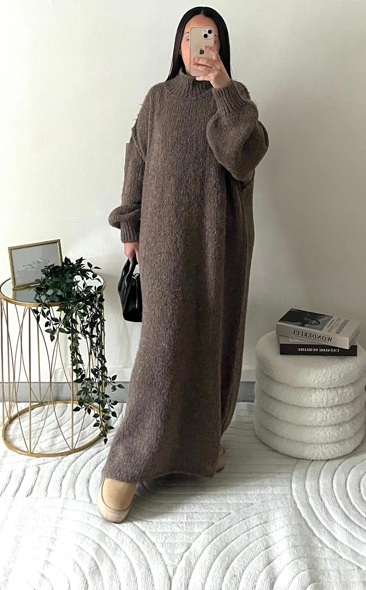 Robe pull taupe