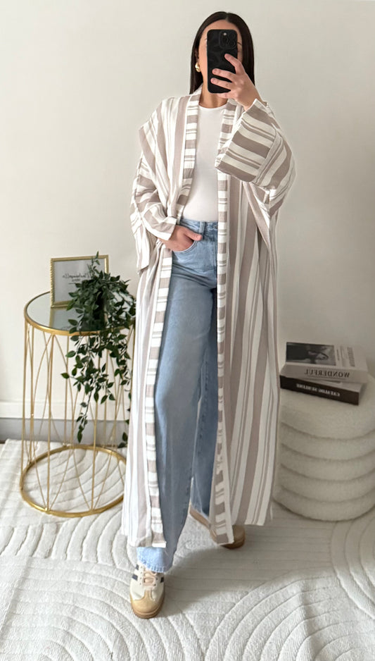 Kimono à rayures beige