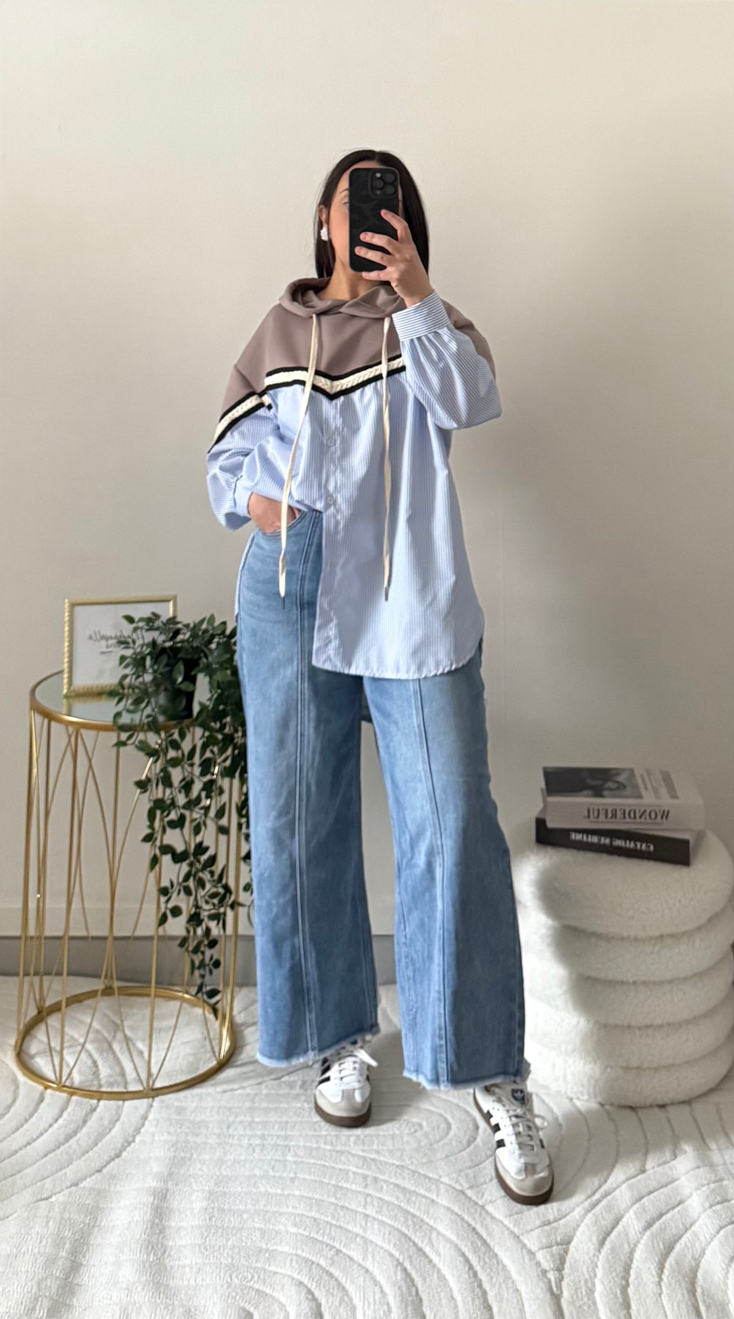 Pull chemise taupe