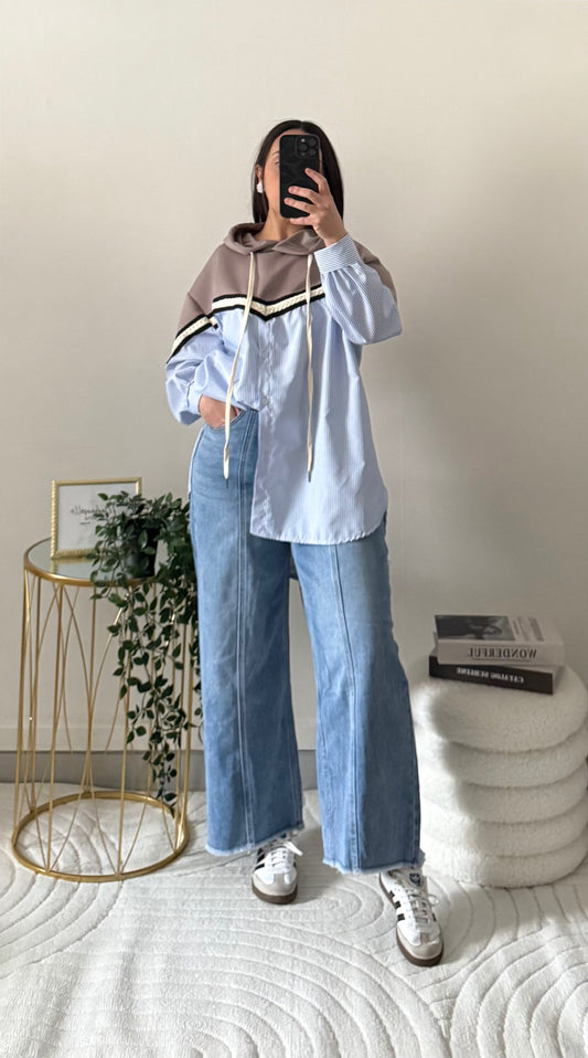 Pull chemise taupe