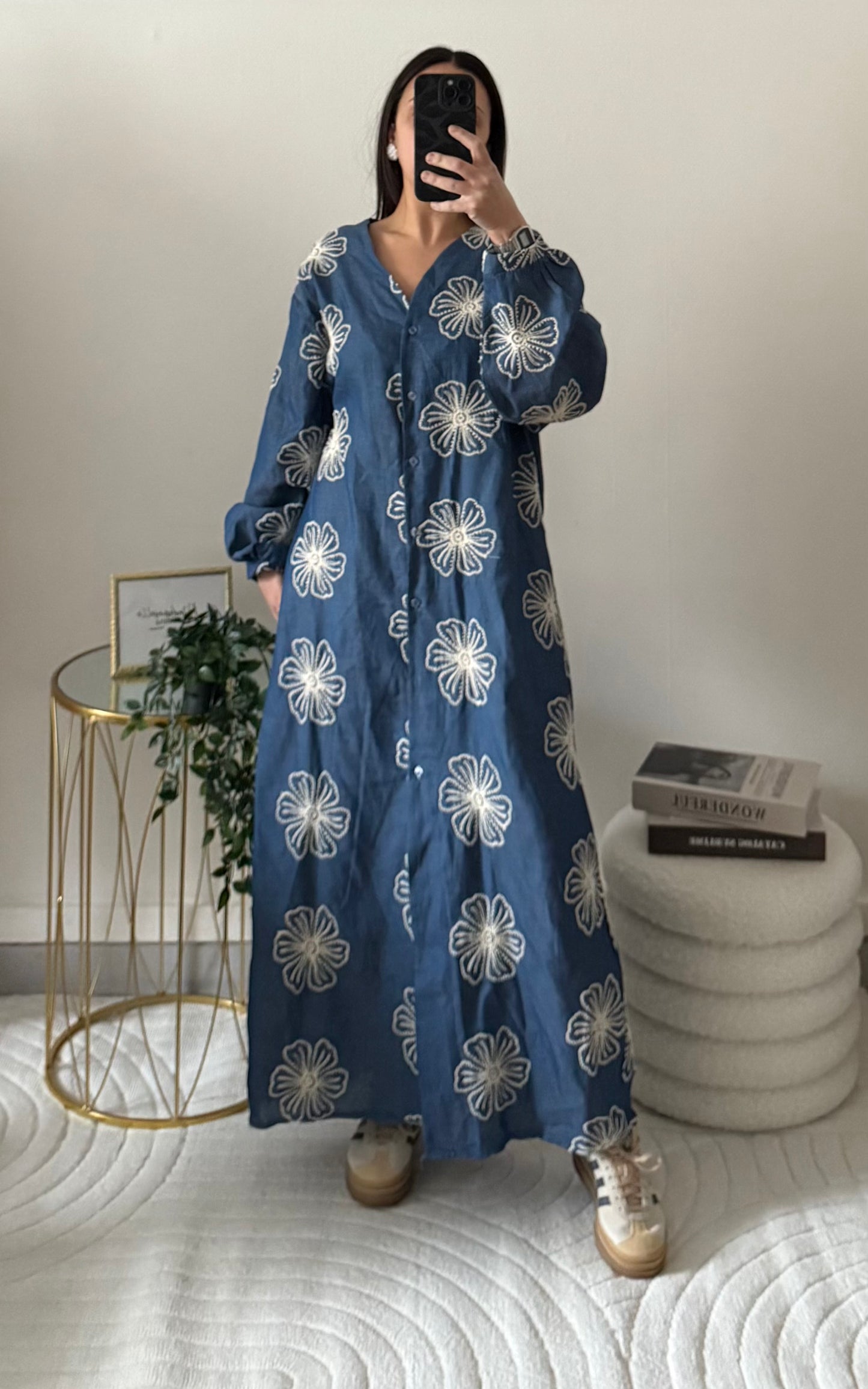 Robe jean à fleur