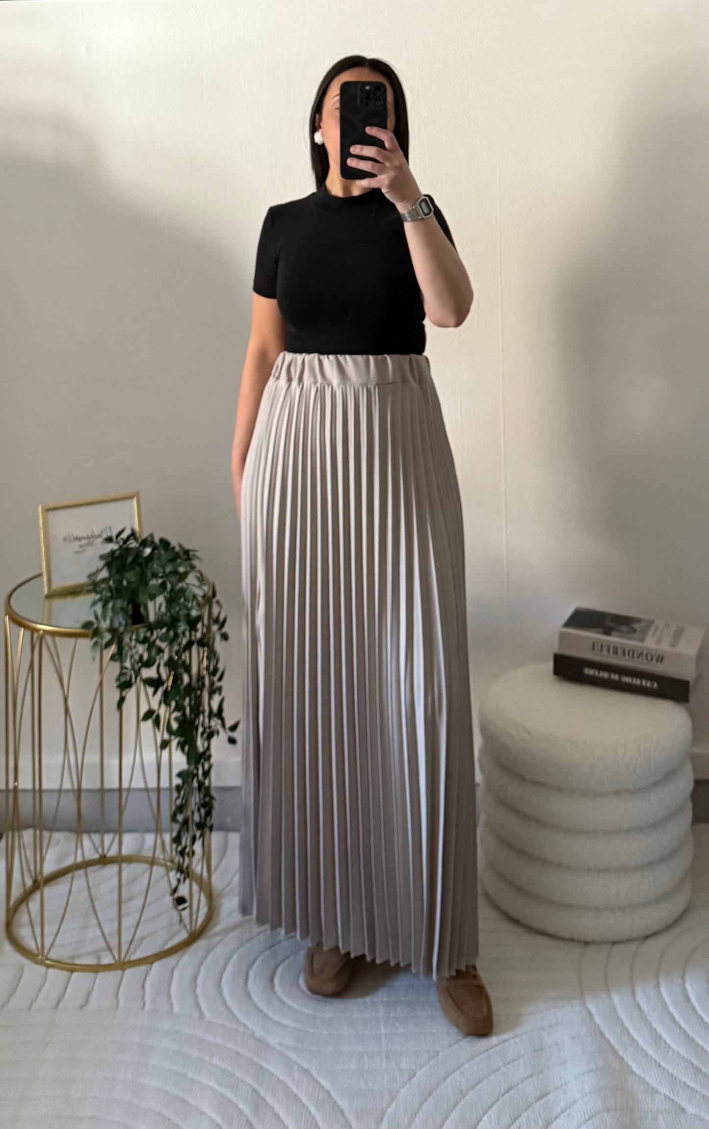 Jupe plissée taupe